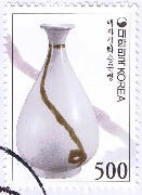 500 won : 백자 철화끈무늬 병